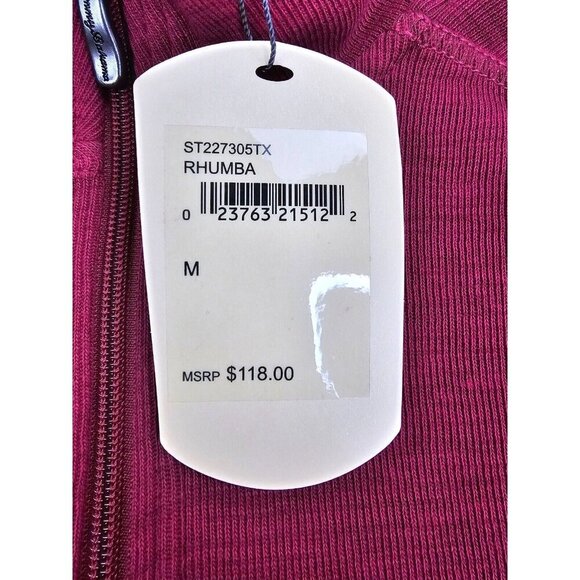 Tommy Bahama Size Medium Mens Burgundy 1/4 Zip Embroidered Chest Logo Sweater - Picture 5 of 12